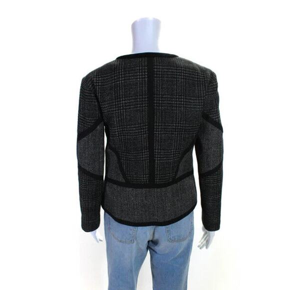 ETRO Milano 44 US/8 Ribbons Blazer Jacket Gray Black Round Neck NWT $1950 - Picture 3 of 12